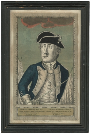George Washington: Rare 1777 Revolutionary War Hand Colored Engraving
